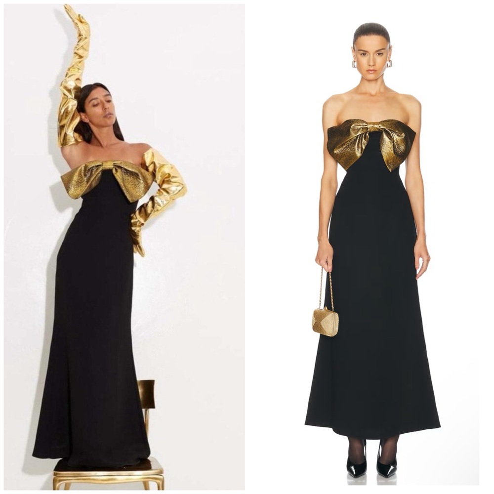 NEW Simon Miller Dali Bow Long Women’s Dress Black Gold Size 4